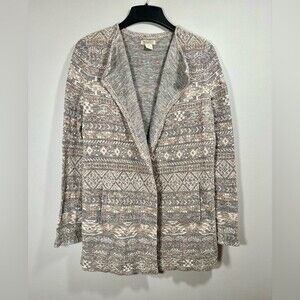 Lucky Brand Cardigan Open Front Draped Textured sweater top size medium women’s